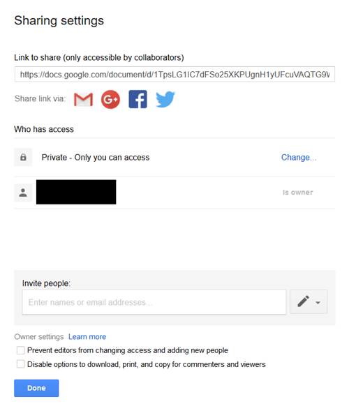 Google Drive-共享设置