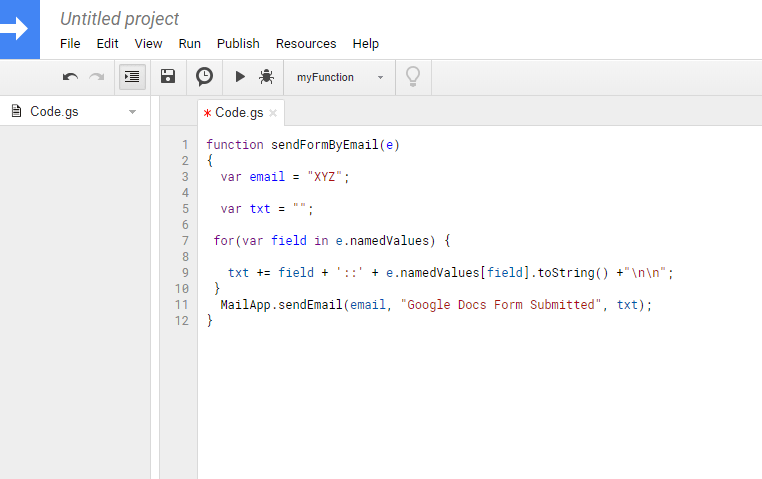 电子邮件脚本中的 Google 表单数据