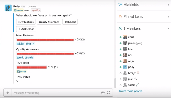 polly poll for slack