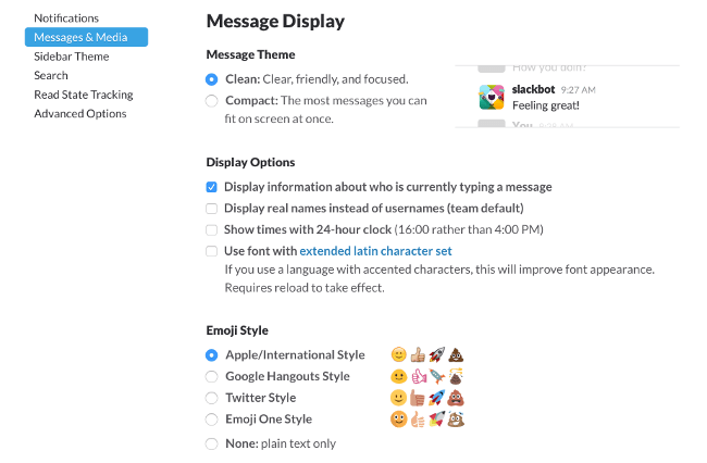 slack messages
