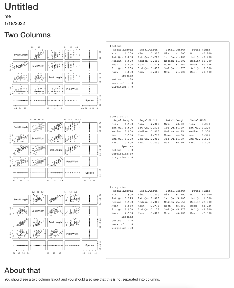 如何在 R Notebook 中并排获取控制台输出和绘图？