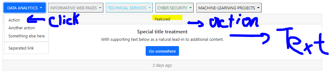 ASP.NET Core Web App 项目（下拉按钮、处理单击操作、显示在带有标题的卡片上
