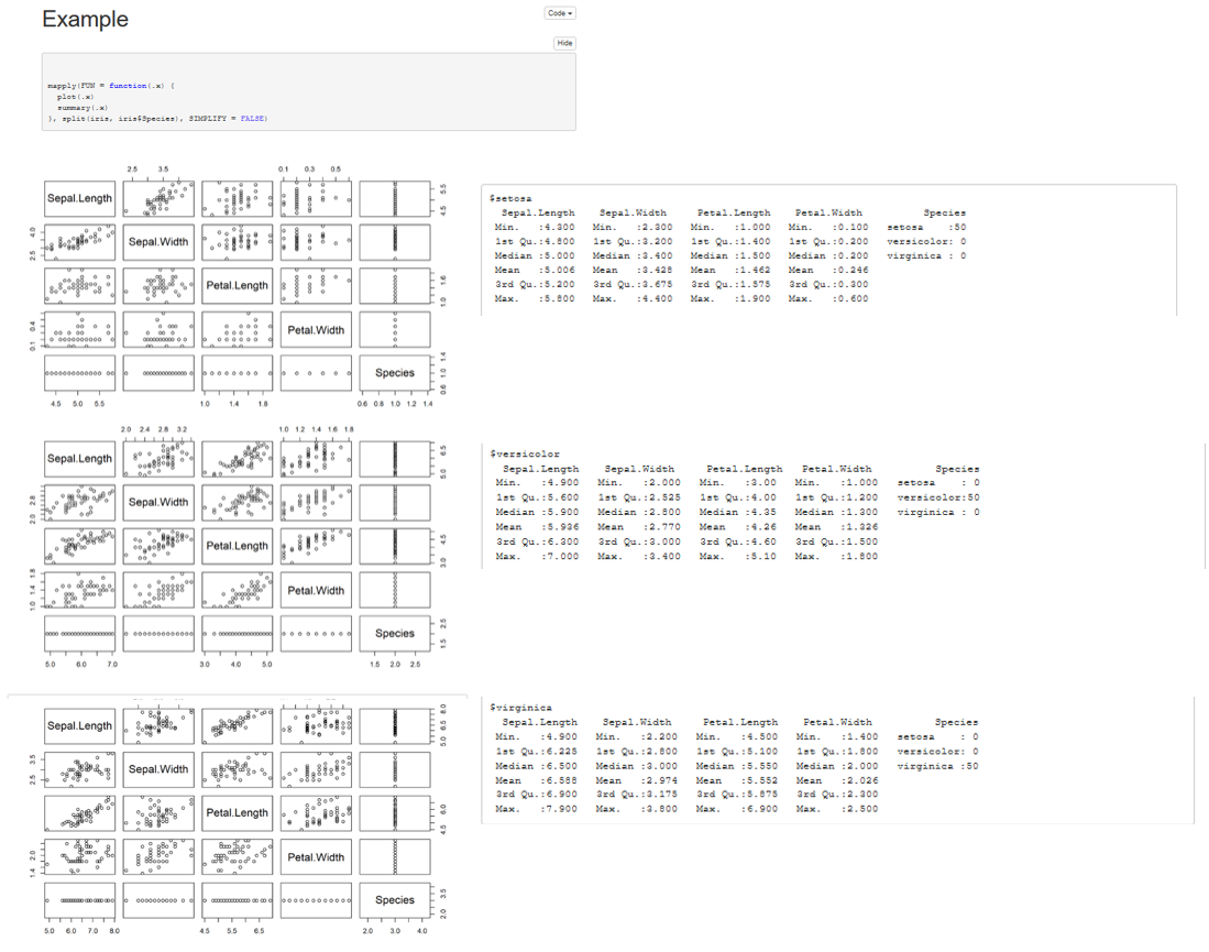 如何在 R Notebook 中并排获取控制台输出和绘图？